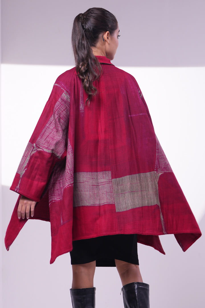 Red Wool/Silk Shibori Jacket