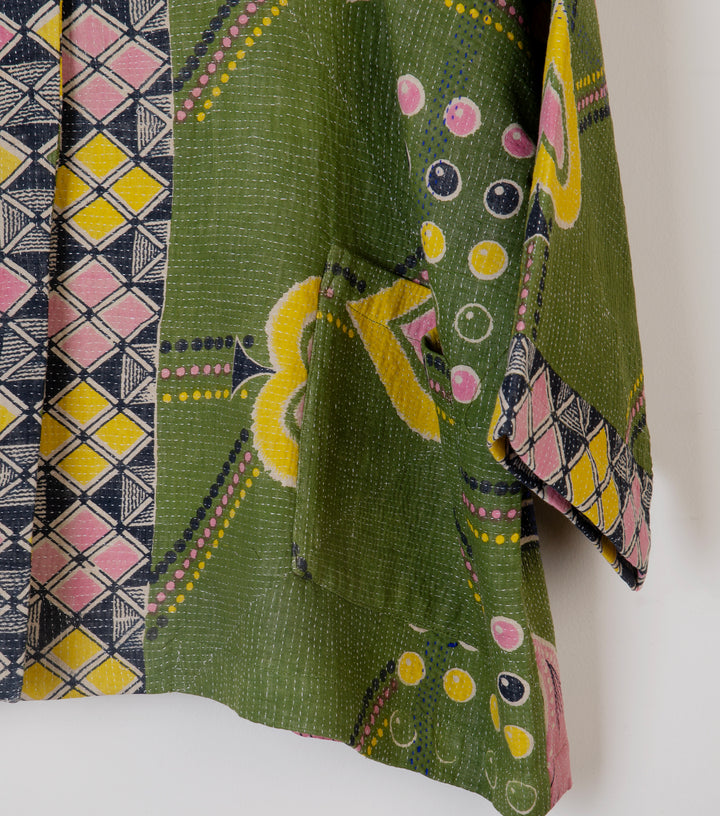 Green Vintage Cotton Kantha Jacket