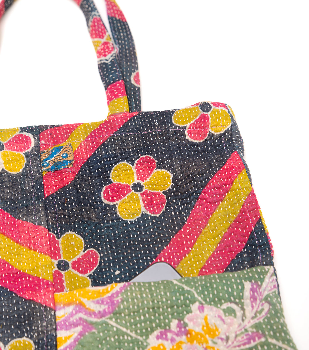 Multi Color Handcrafted Kantha Embroidered Bag