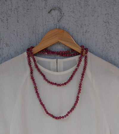 Pink Chanderi Beaded Necklace