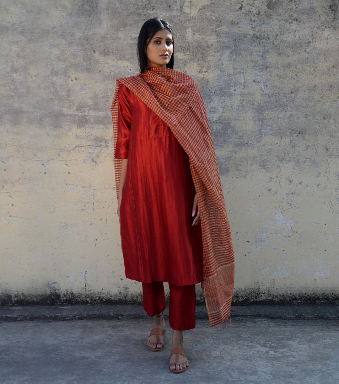 Red Chanderi Dupatta