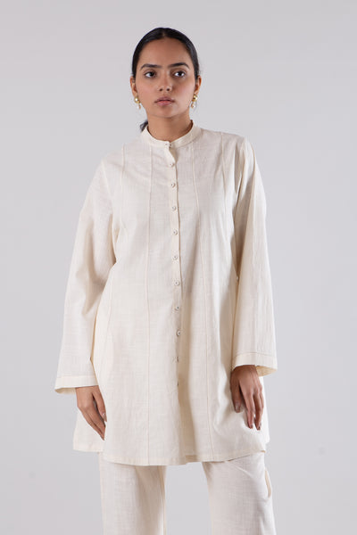 NATURAL COTTON PANELLED TUNIC