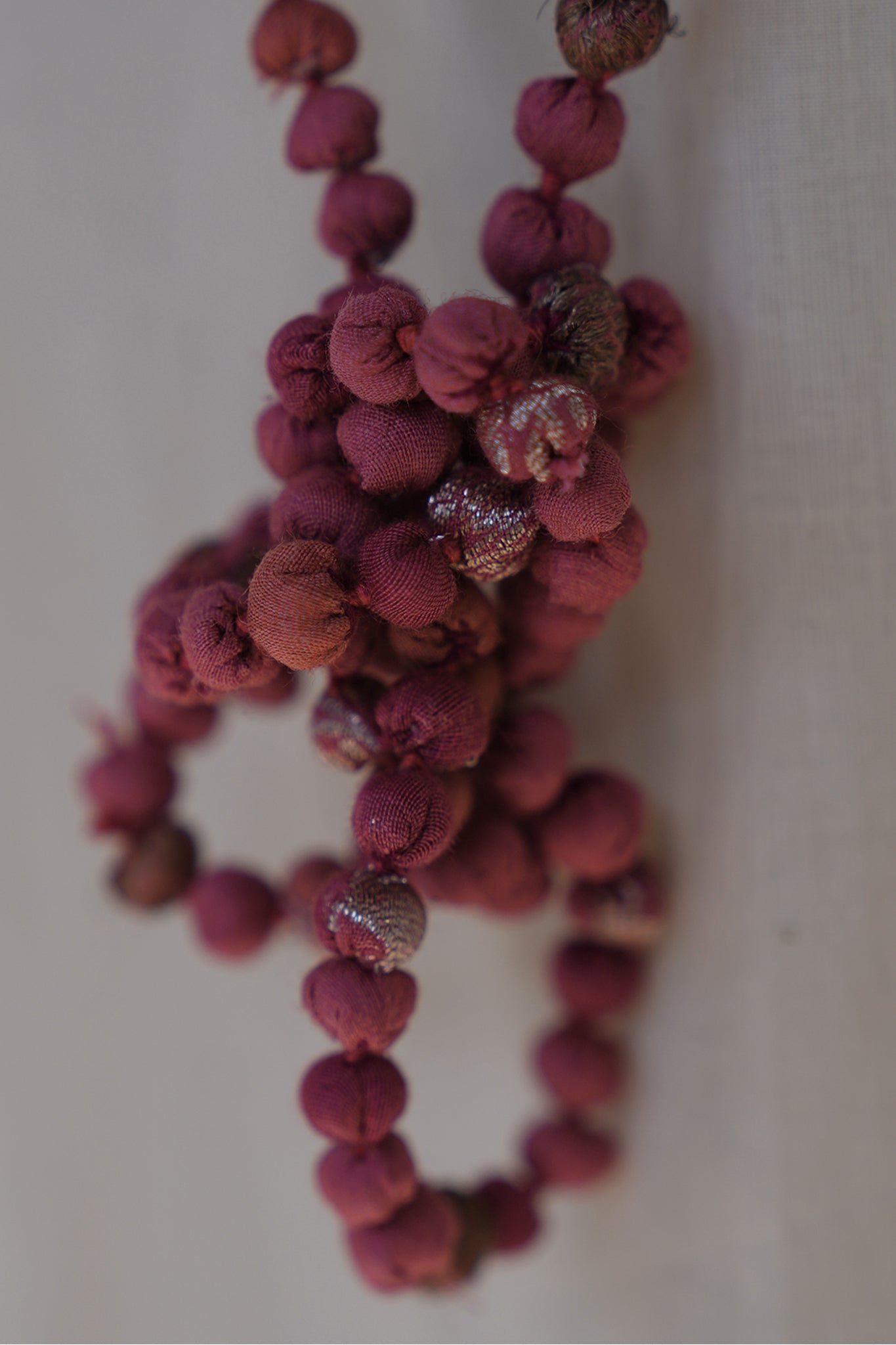 Pink Chanderi Beaded Necklace