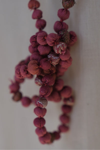 Pink Chanderi Beaded Necklace