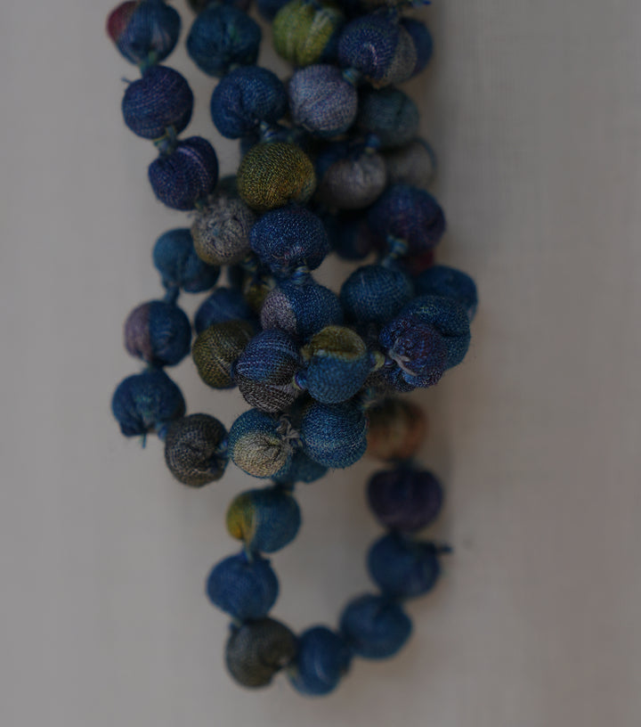 Blue Chanderi Beaded Necklace