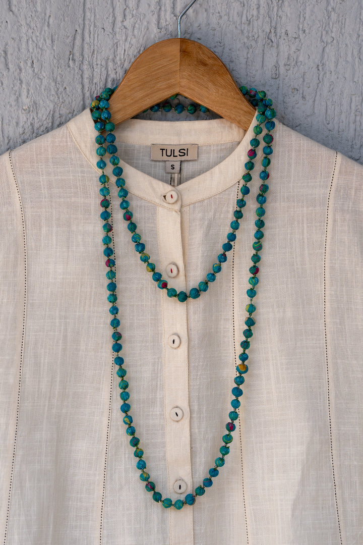 Green Chanderi Beaded Necklace