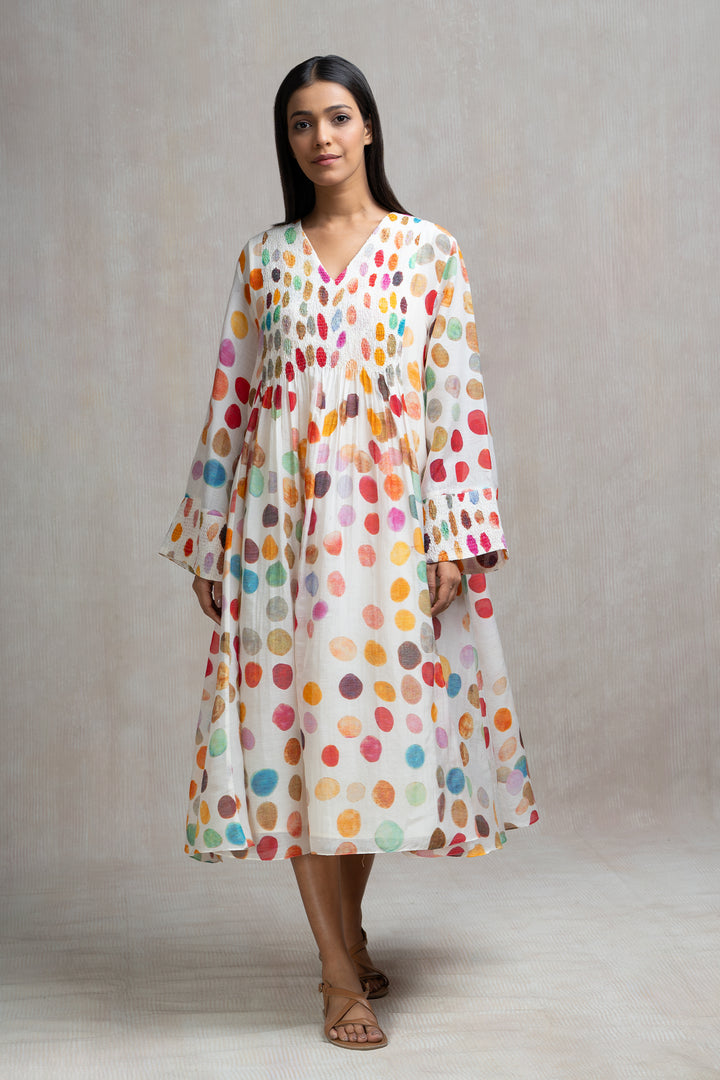 Soft Chanderi Printed Polka Summer Dress