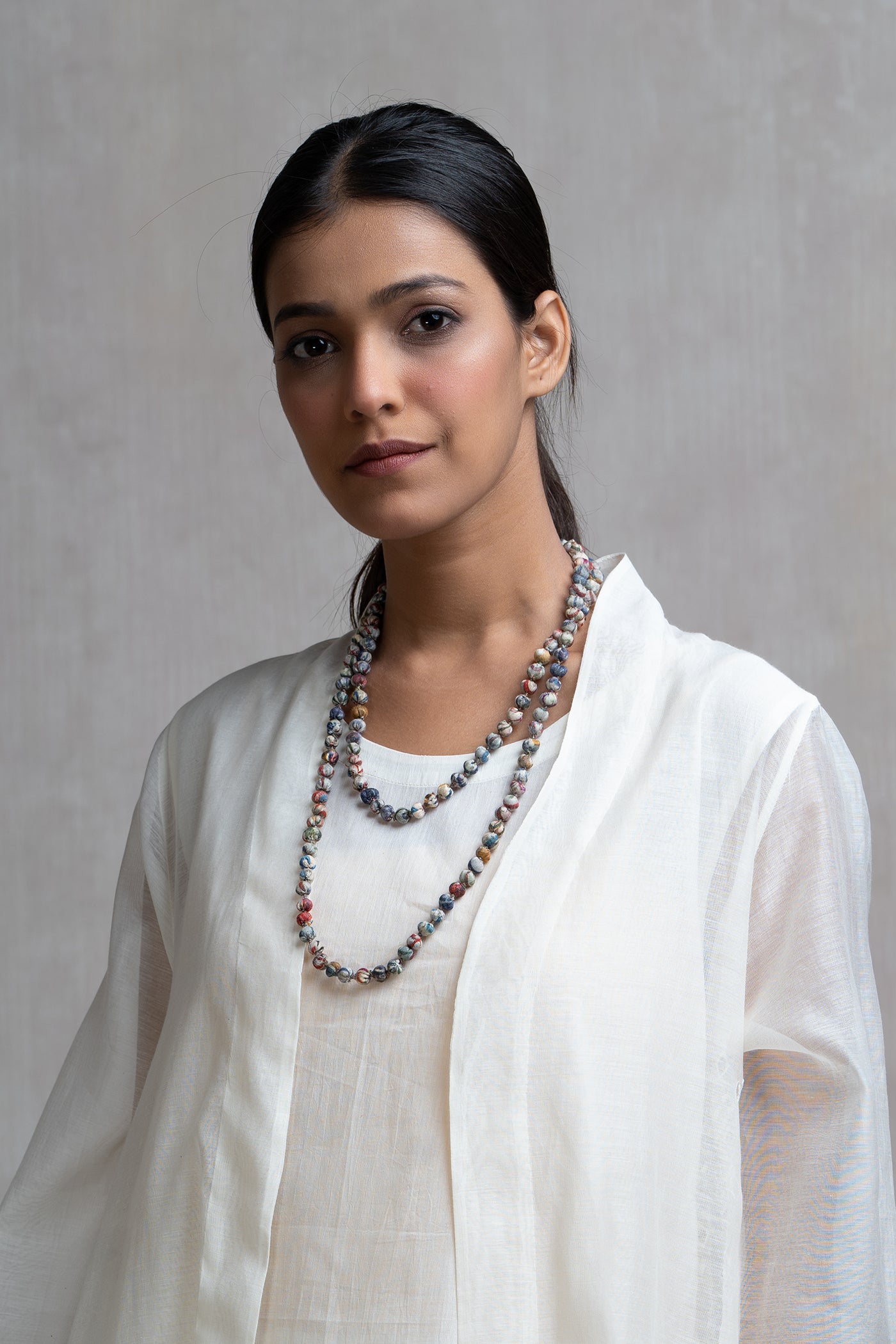 Multi-Color Chanderi Beaded Necklace