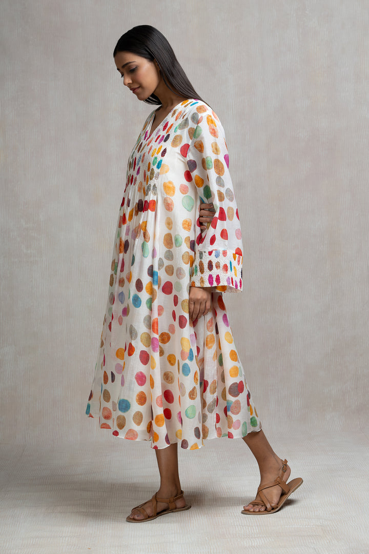 Soft Chanderi Printed Polka Summer Dress