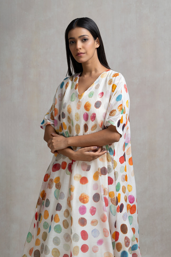 Soft Chanderi Printed Polka Summer Kaftan