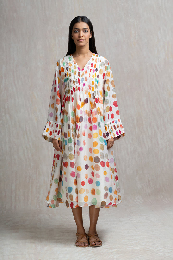 Soft Chanderi Printed Polka Summer Dress