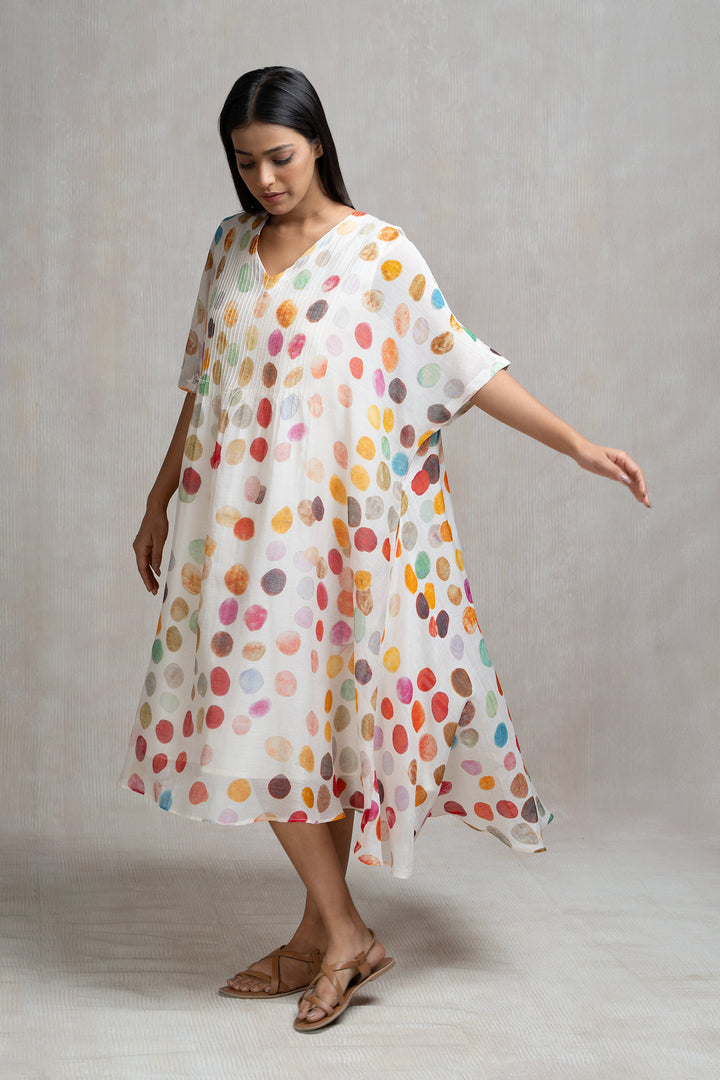 Soft Chanderi Printed Polka Summer Kaftan