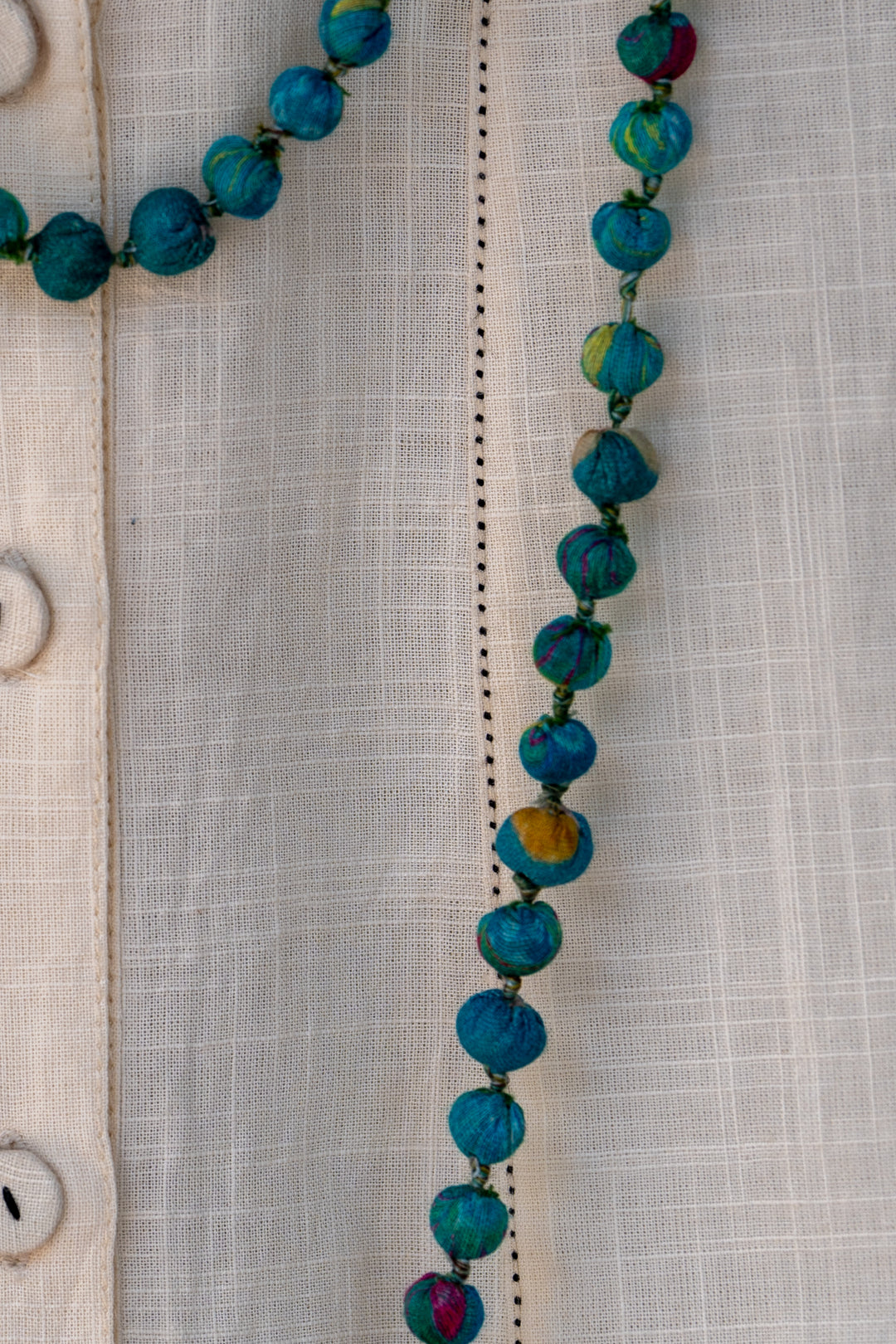 Green Chanderi Beaded Necklace