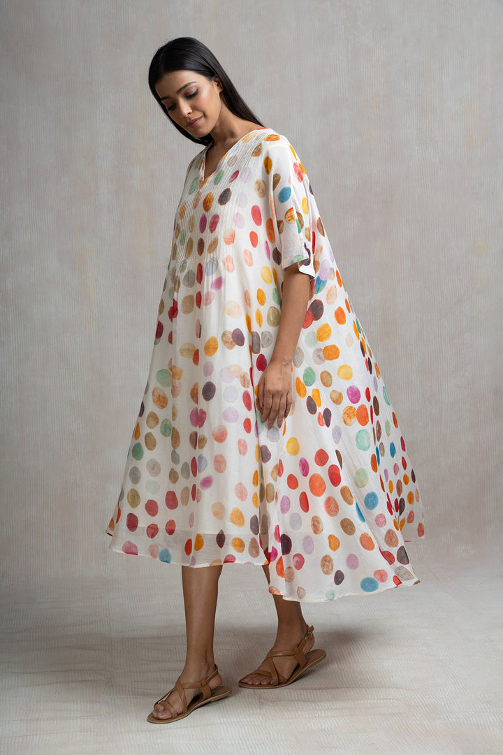 Soft Chanderi Printed Polka Summer Kaftan