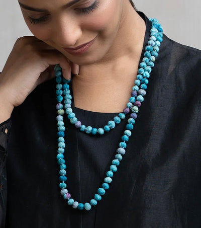 Turquoise Chanderi Beaded Necklace