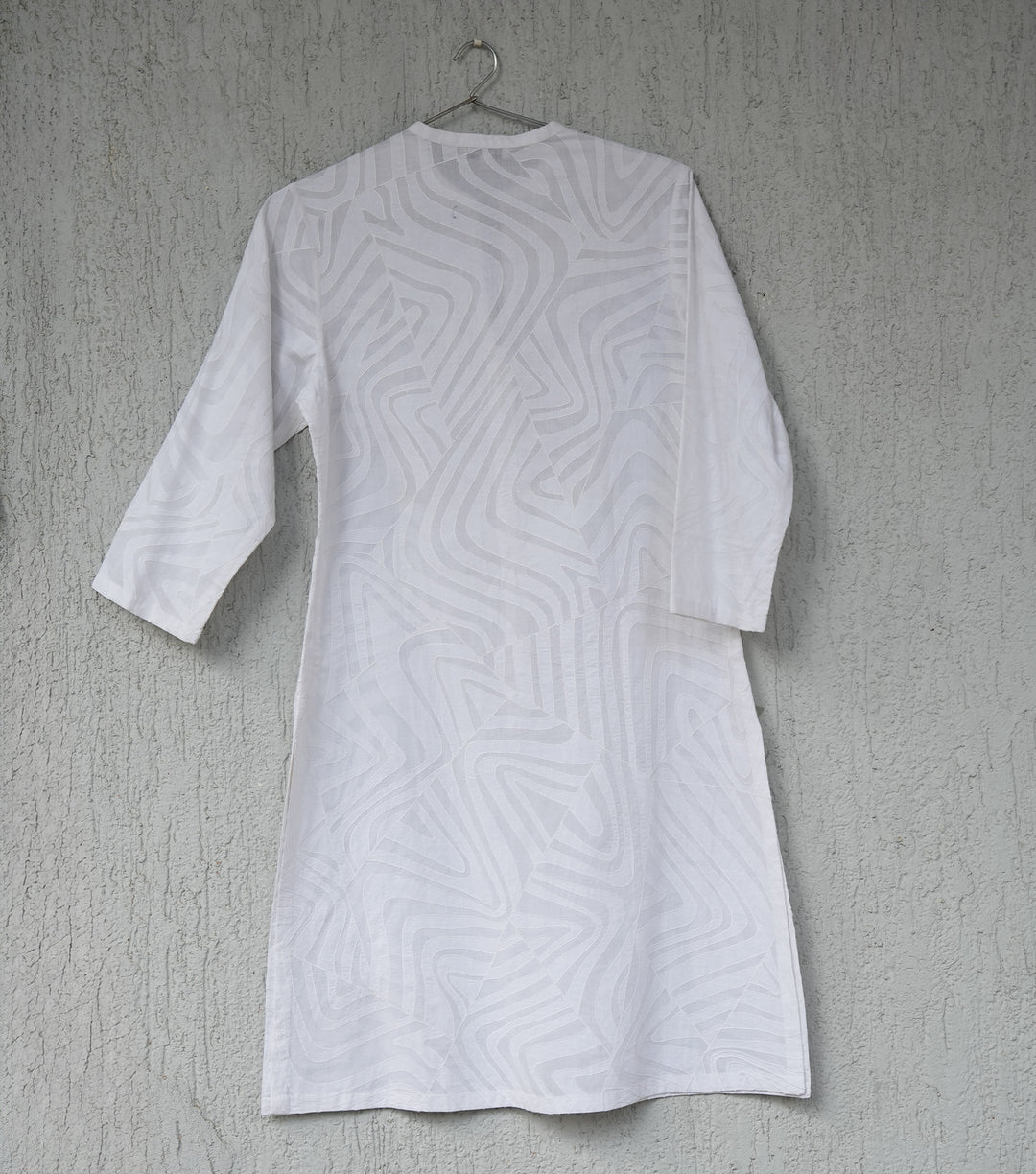 White Cotton Patchwork Kurta