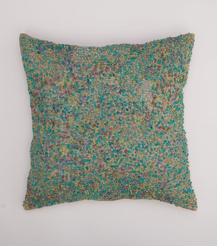 Green French Knot Silk Cushion Cover