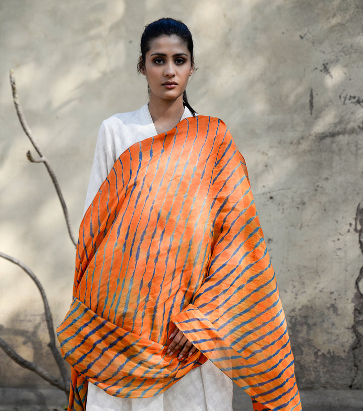 Orange Shibori Dupatta