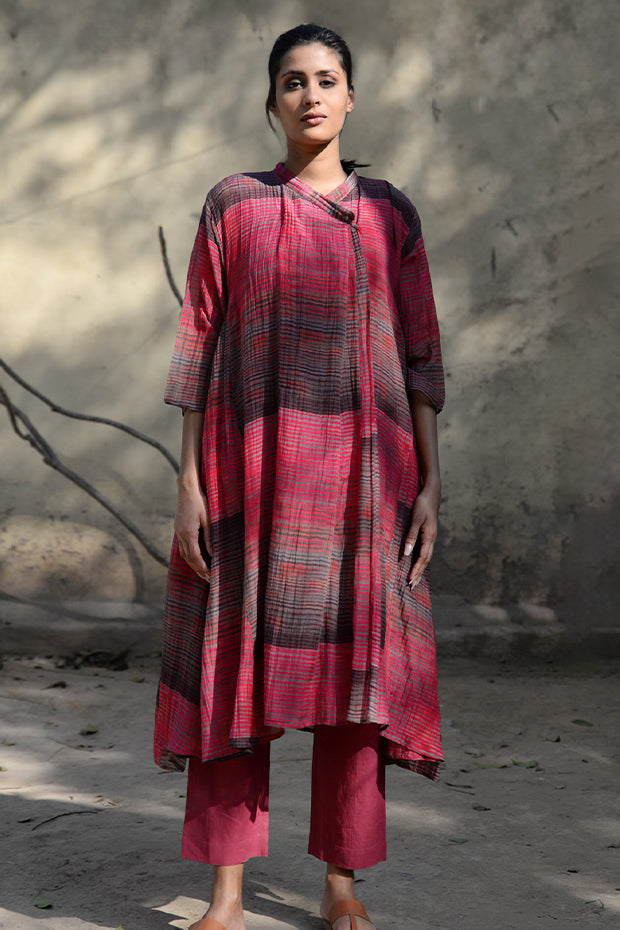 SHIBORI PRINTED WINE CHANDERI CHOGA