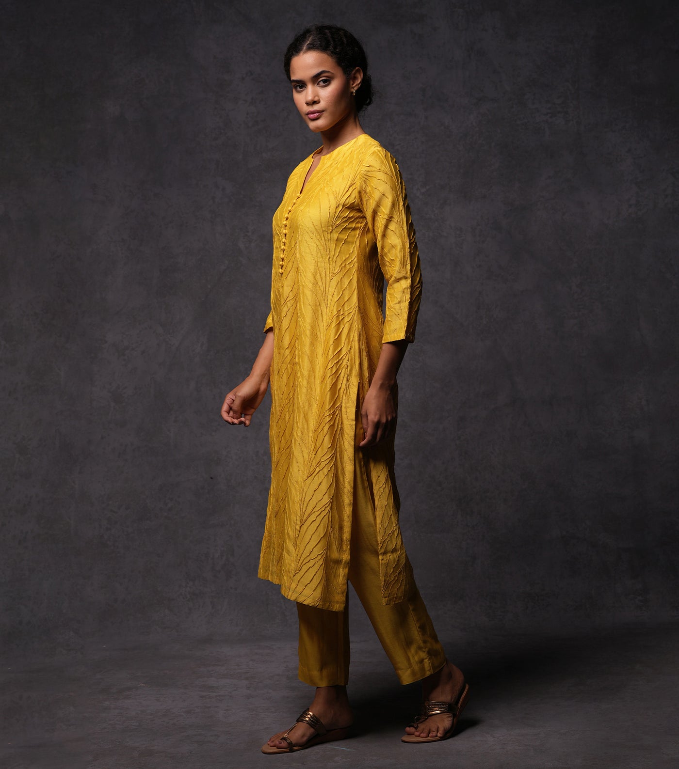 All Over Embroidered Cotton Silk Kurta Set with Pants & Dupatta