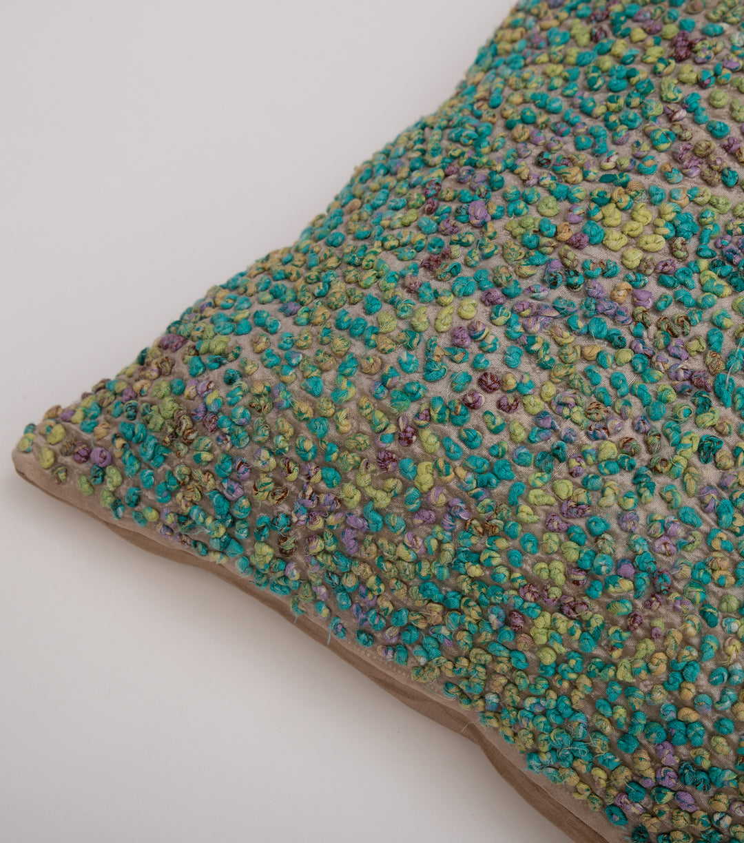 Green French Knot Silk Cushion Cover