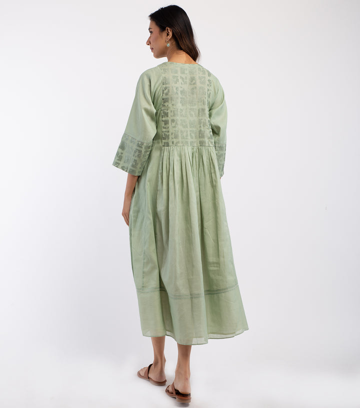 Green Embroidered Cotton Dress