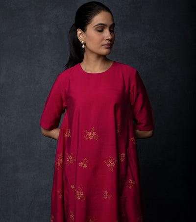 Deep Red Thread Embroidered Suit Set