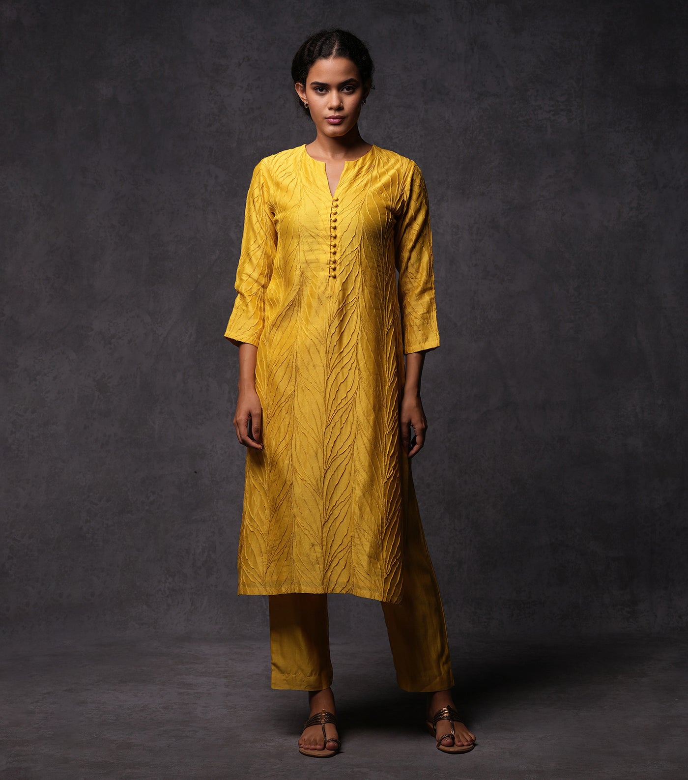 All Over Embroidered Cotton Silk Kurta Set with Pants & Dupatta