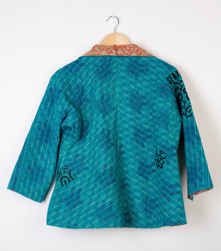 Blue Vintage Cotton Kantha Jacket