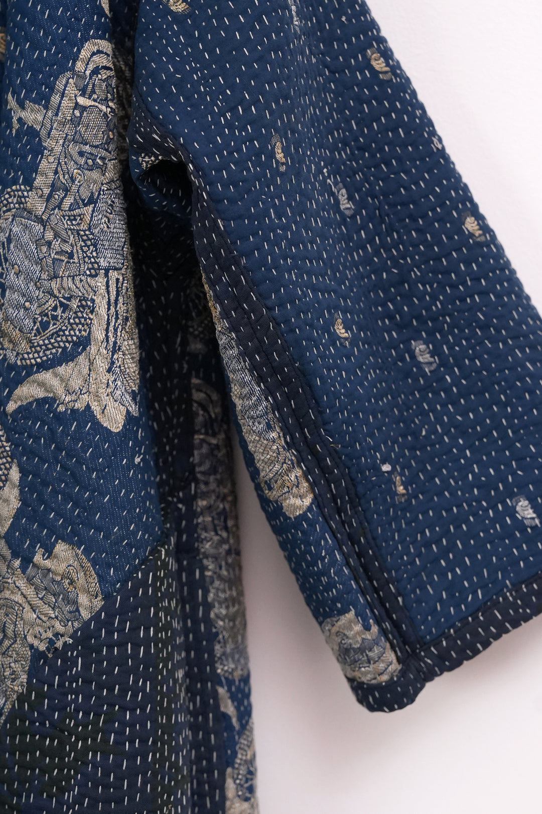 Navy Blue Vintage Cotton Kantha Reversible Jacket