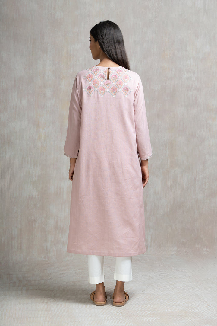 Thread Embroidered Cotton Linen Kurta