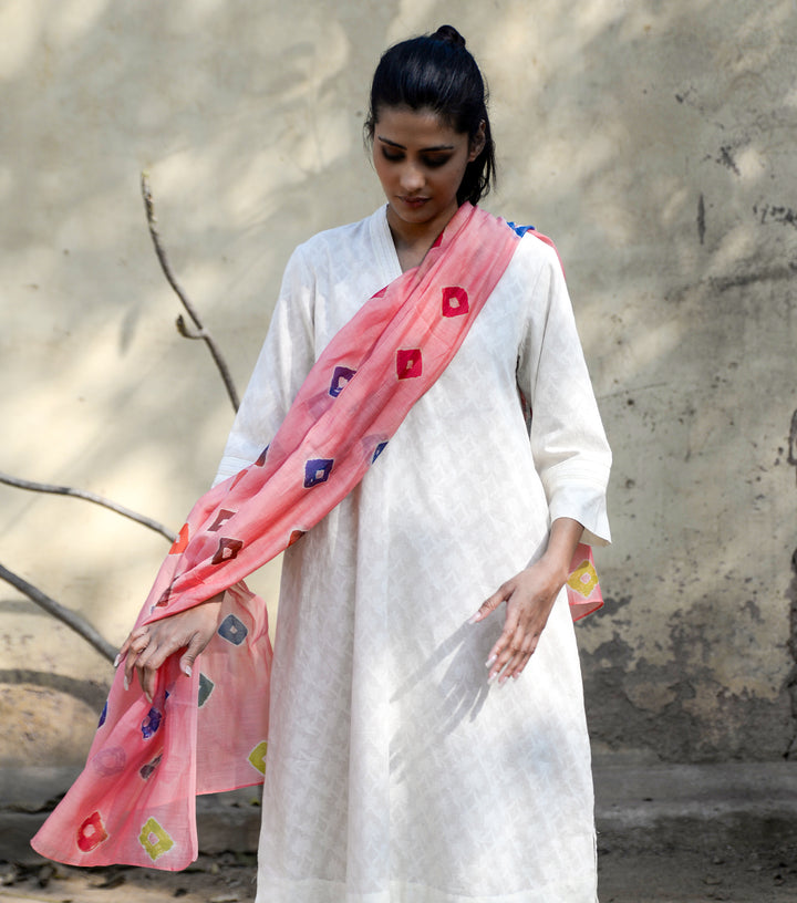 Pink base shibori  dupatta