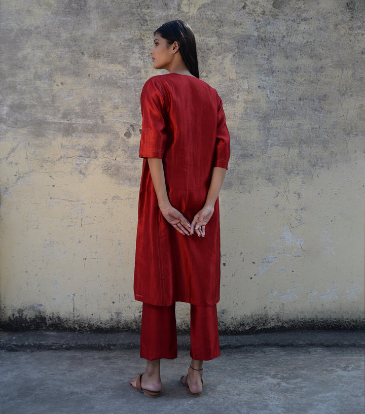 Red Silk Suit Set