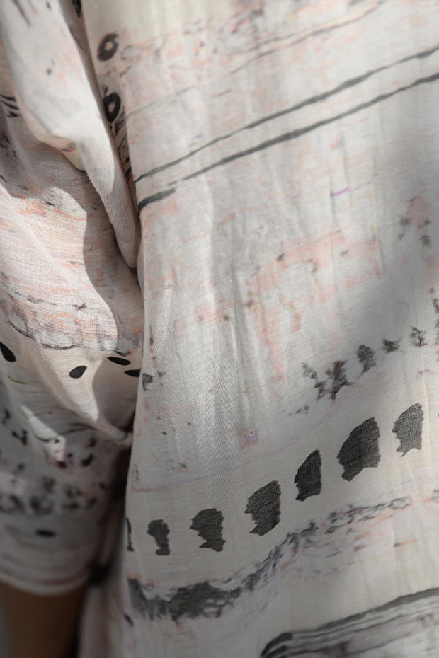 SHIBORI PRINTED NATURAL CHANDERI CHOGA