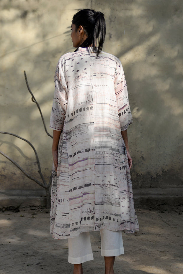 SHIBORI PRINTED NATURAL CHANDERI CHOGA