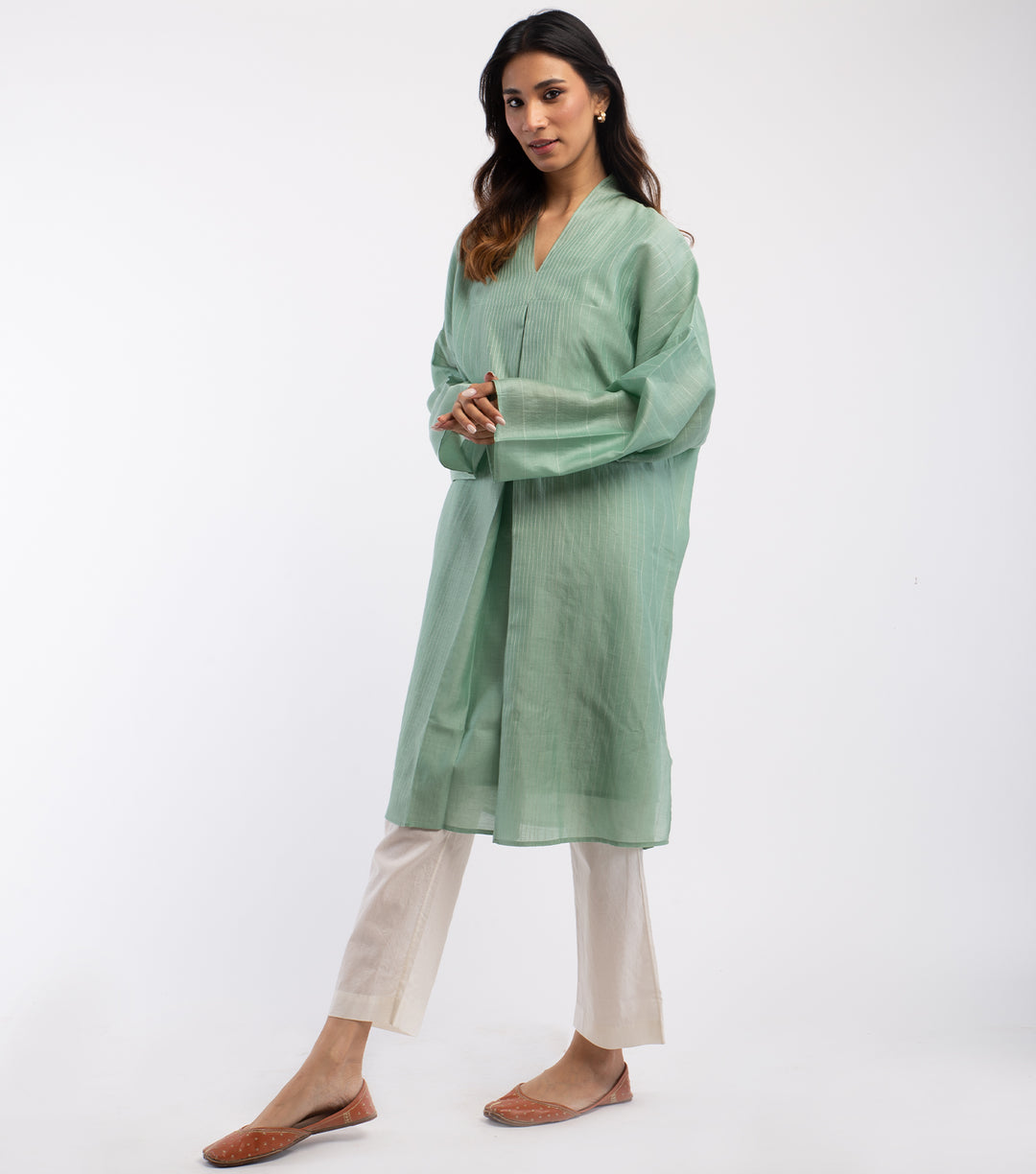 Green Chanderi Tunic