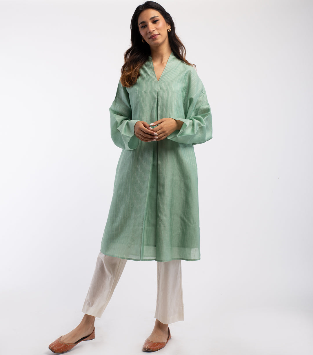 Green Chanderi Tunic