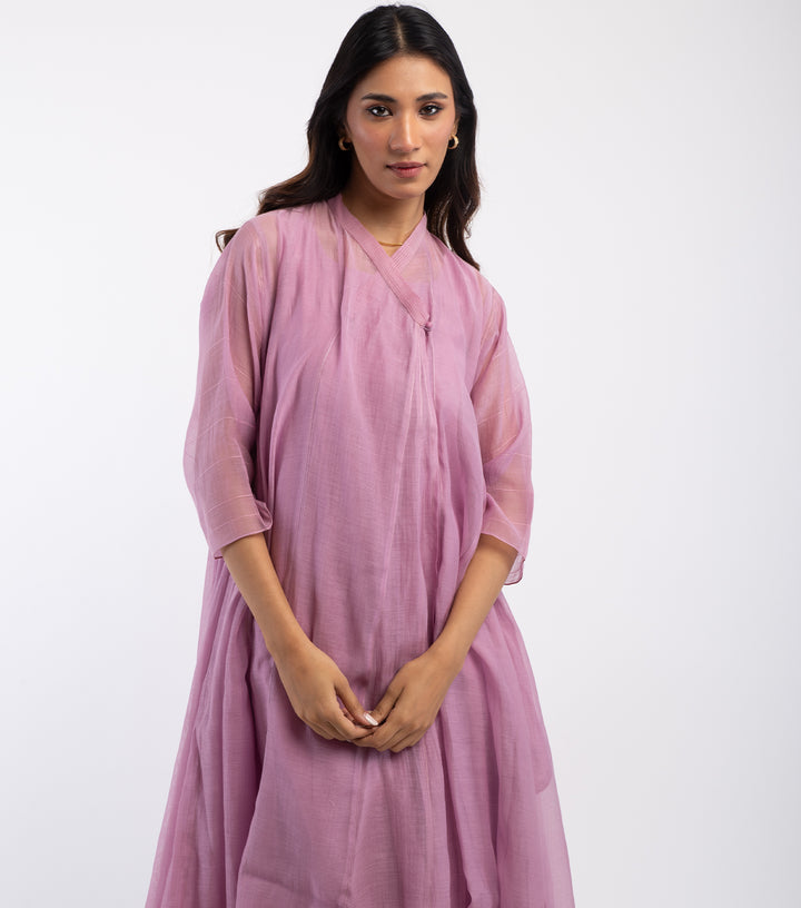 Purple embroidered Chanderi choga