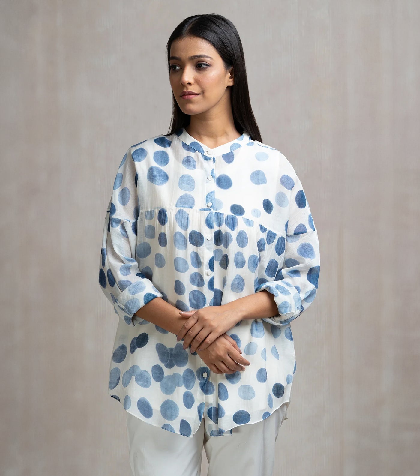 Soft Chanderi Printed Polka Summer Shirt