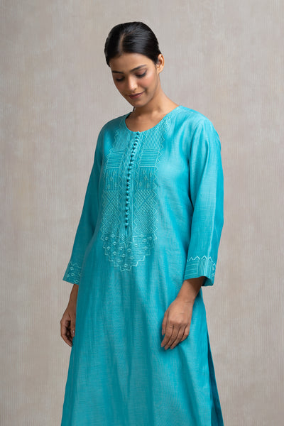 Thread & Zari Embroidered Kurta Set with Pants & Dupatta