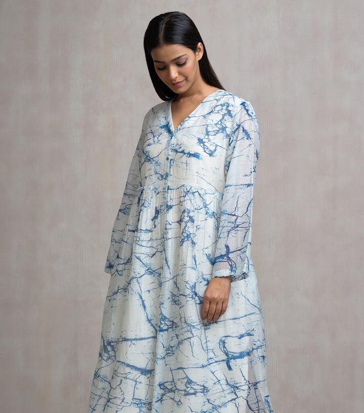 Soft Chanderi Splash Print Summer Dress