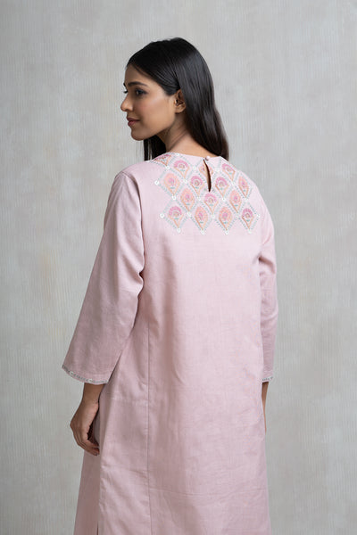 Thread Embroidered Cotton Linen Kurta