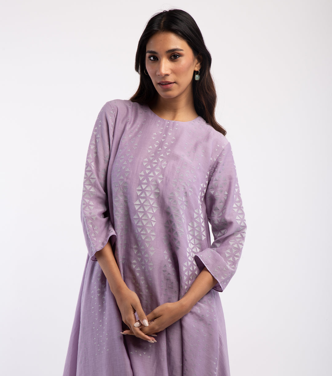 Lavender Embroidered Cotton Kurta & Palazzo Pants Set