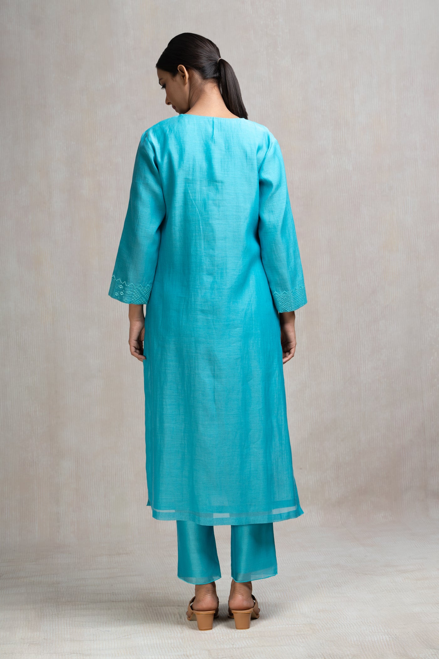 Thread & Zari Embroidered Kurta Set with Pants & Dupatta