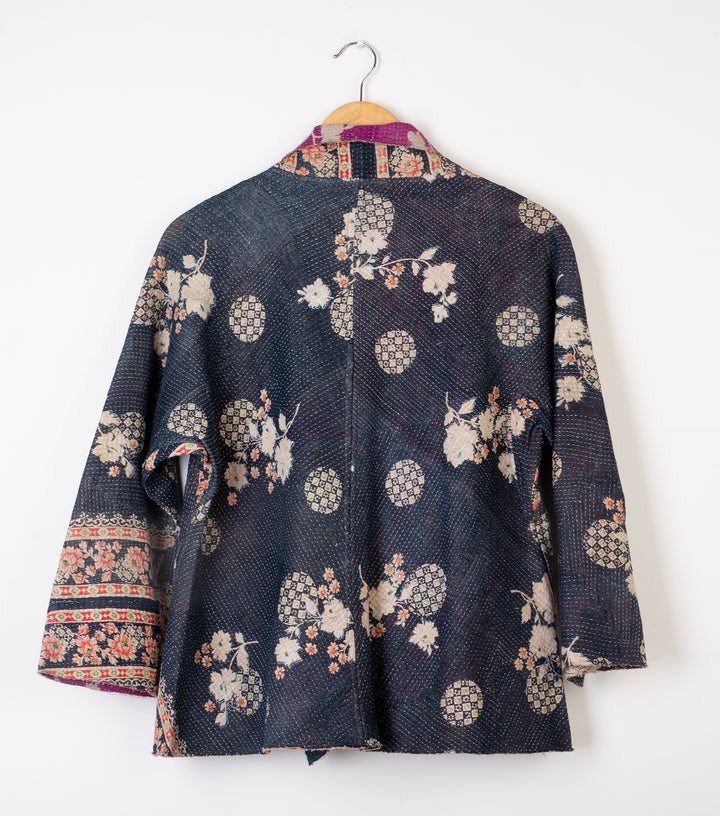 Black Vintage Cotton Kantha Jacket