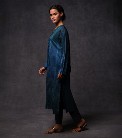 Pure Silk Printed Buttoned Kurta