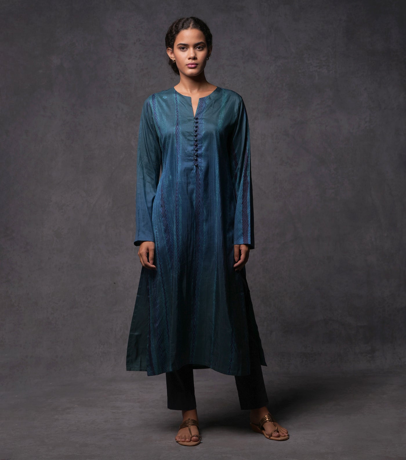 Pure Silk Printed Buttoned Kurta