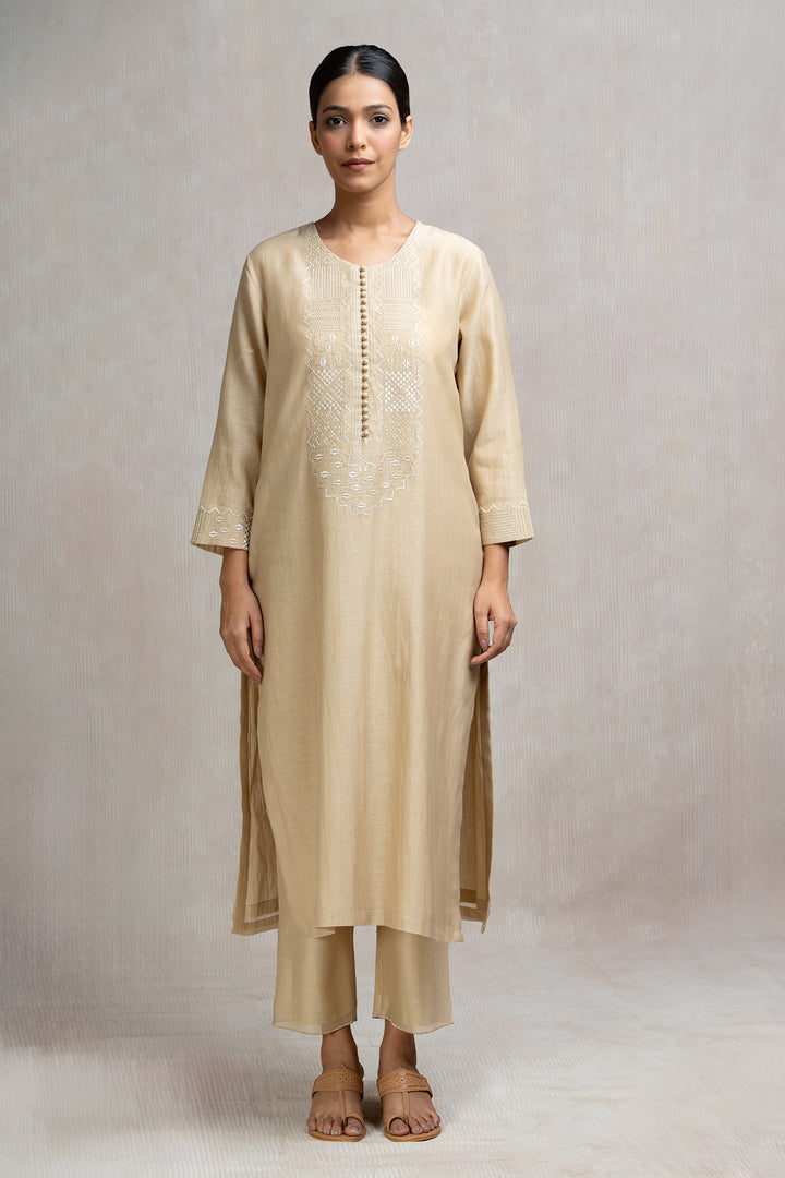 Thread & Zari Embroidered Kurta Set with Pants & Dupatta