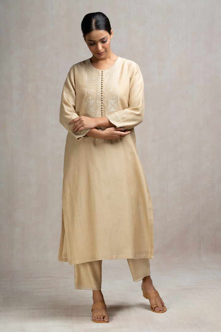 Thread & Zari Embroidered Kurta Set with Pants & Dupatta