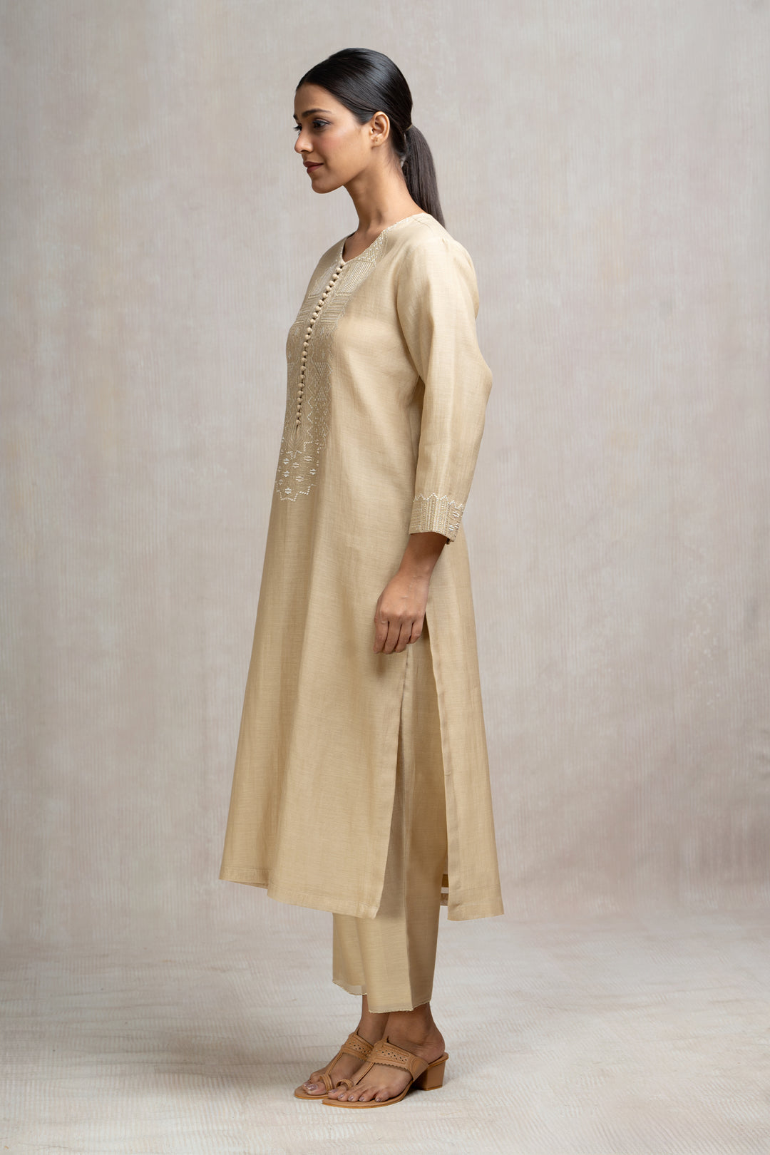 Thread & Zari Embroidered Kurta Set with Pants & Dupatta